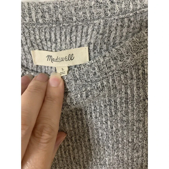 Madewell Ribbed Gathered Sleeve Top Gray Large (H5) - Picture 3 of 6
